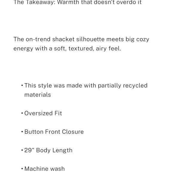 NWT! VICTORIA'S SECRET CREAMER REVERSE FLEECE SHACKET (XS - Picture 10 of 10